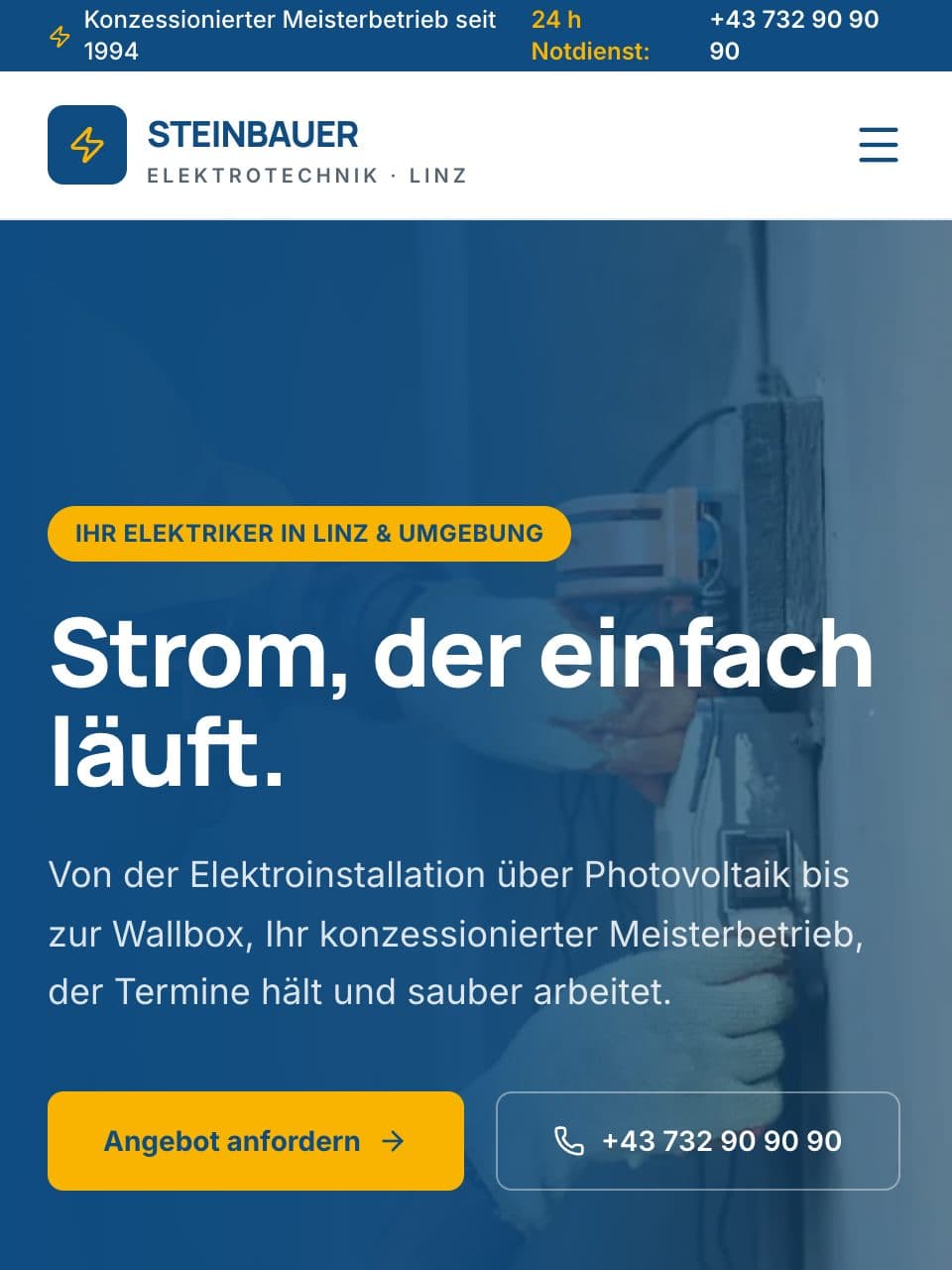 Website-Referenz: Steinbauer Elektrotechnik