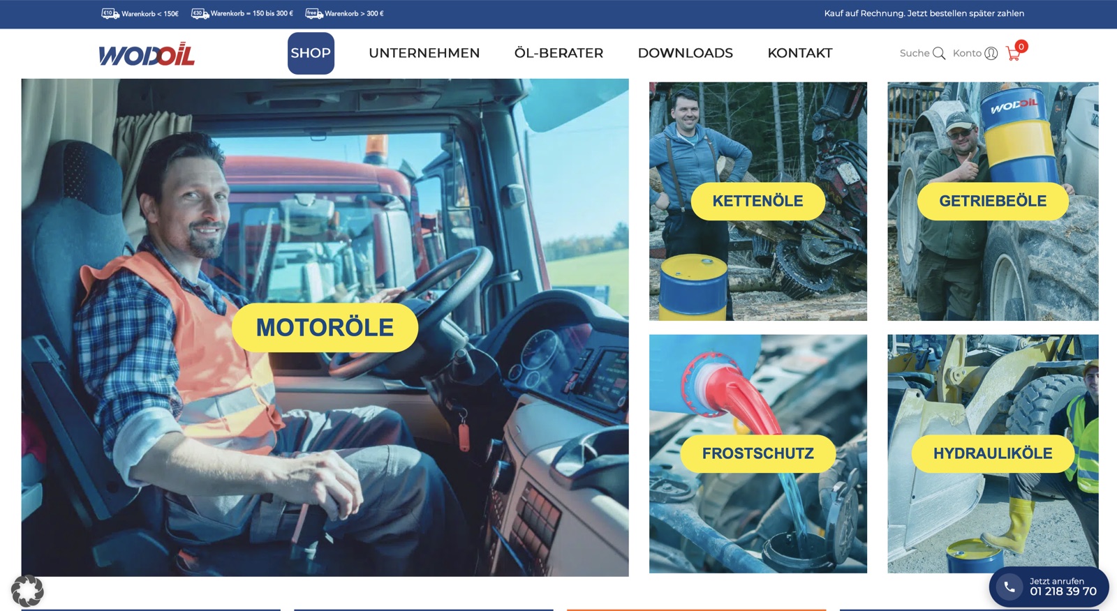 wodoil.at, Onlineshop für Öle und Schmierstoffe